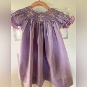 Lolly Wolly Doodle cross smocked dress 12m